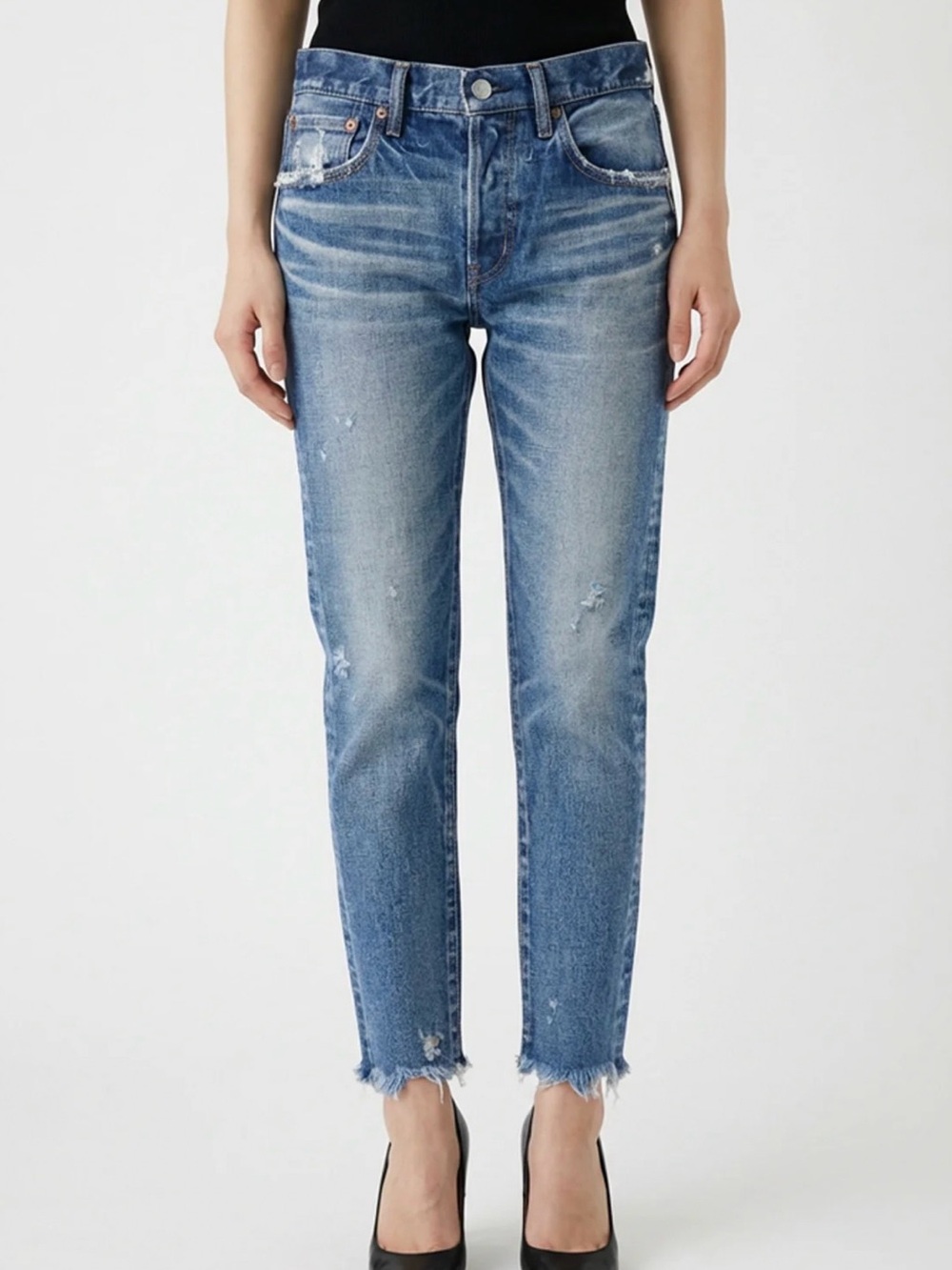 Moussy Keller Vintage Tapered Distressed Ankle Jeans Size 27